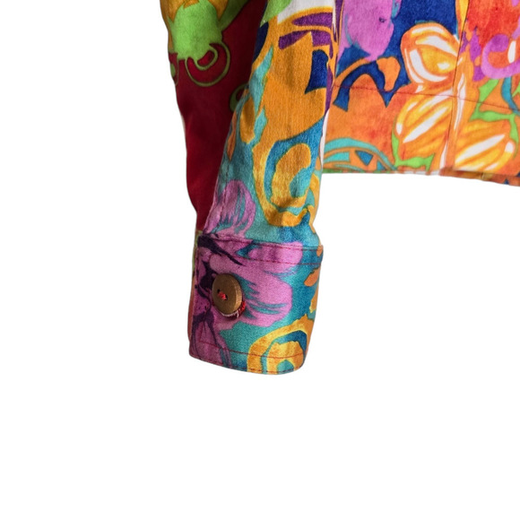 Coldwater Creek Floral Full Zip Jacket Plus Size Petite Small Cotton Blend - Picture 3 of 8